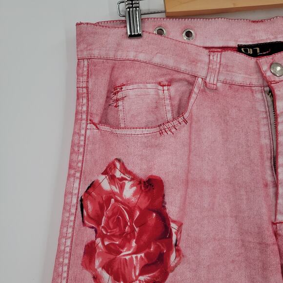 Y2K Drill Pants 32 Pastel 90s Goth Zip Off Convertible Barrel Skater Punk Edgy - Picture 5 of 8